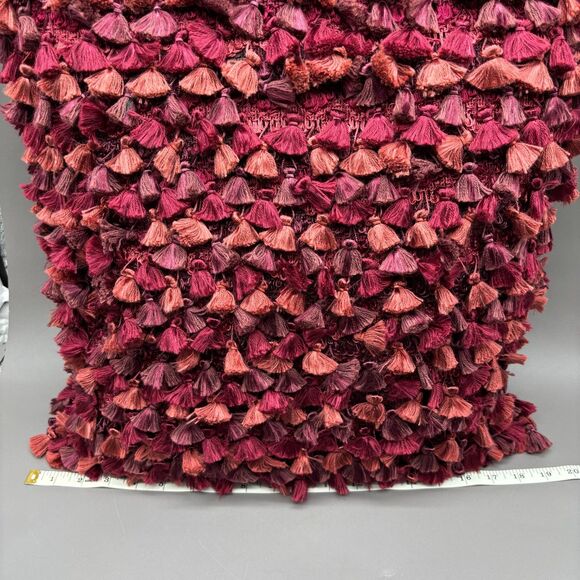 Dransfield & Ross Throw Pillow Plum Burgundy Red Pink Tassel Feather Down Insert - Picture 6 of 6